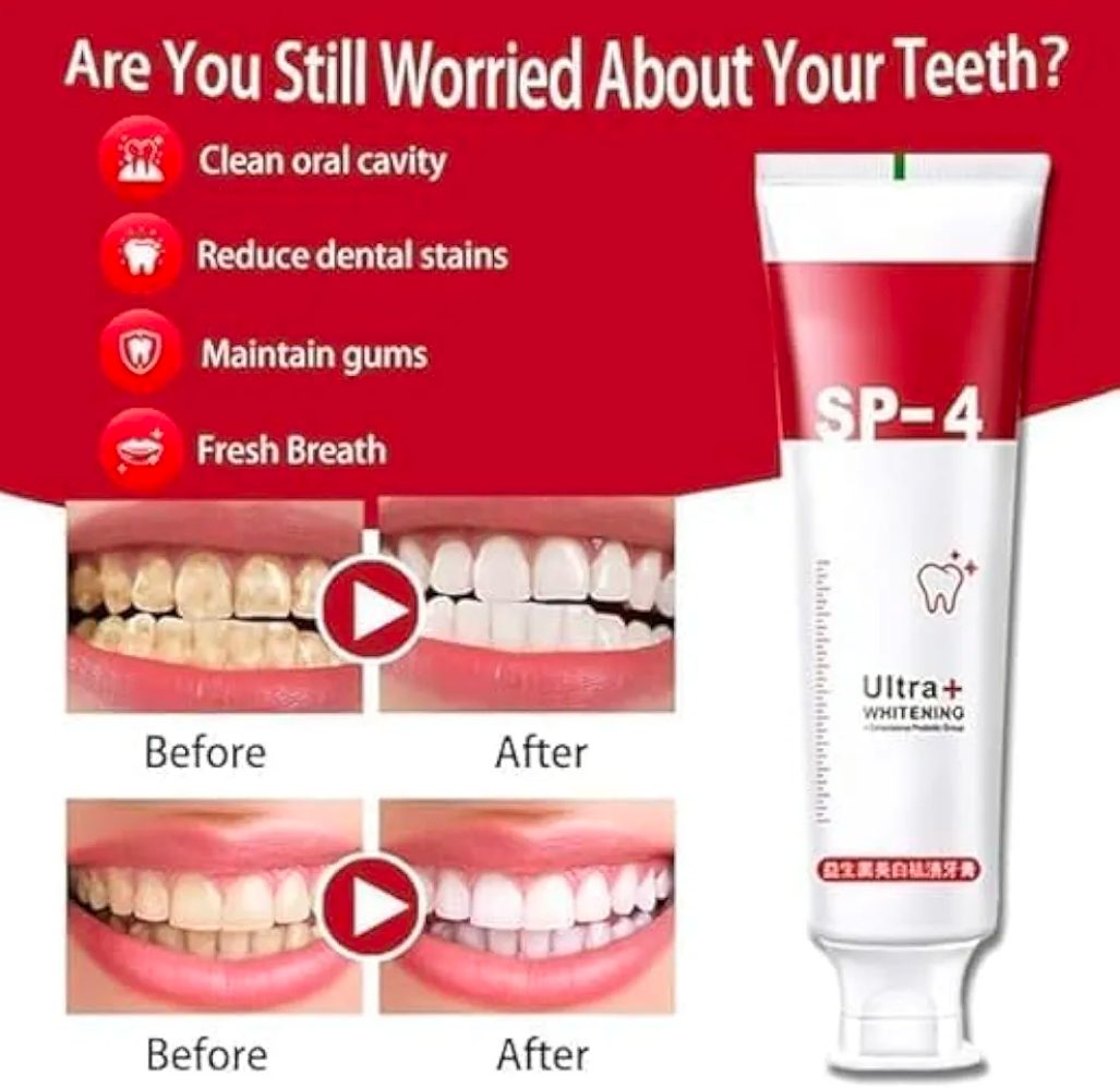 Sp-4 probiotic whitening toothpaste, Teeth Whitener Toothpaste, Natural Tooth Whitener (PACK OF 2)