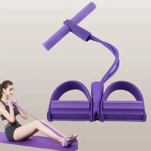 Yoga Pedal Puller Resistance Band-4 Pull Reducer Tummy Training Foot Pedal Exercise Fitness Band, Body Building Stretching Band Men and Women
