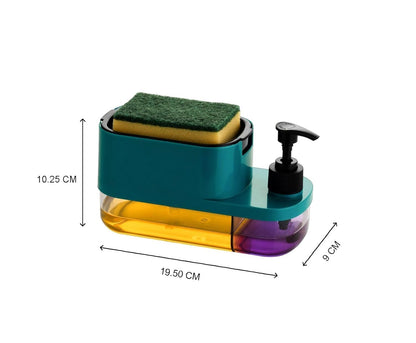 3-in-1 Soap Dispenser with Sponge Holder – Bathroom Liquid Soap Pump for Kitchen Sink handwash Dispenser (Multicolor)