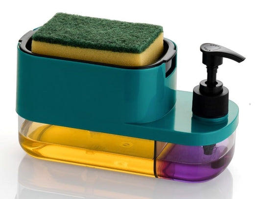 3-in-1 Soap Dispenser with Sponge Holder – Bathroom Liquid Soap Pump for Kitchen Sink handwash Dispenser (Multicolor)