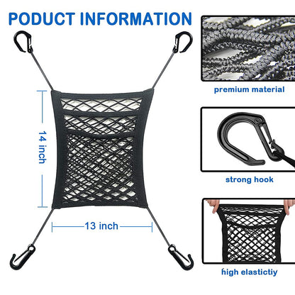 3-Layer Car Mesh Organizer, Seat Back Net Bag, Driver Storage Netting Pouch