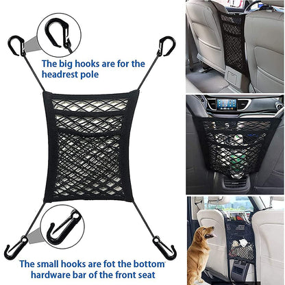 3-Layer Car Mesh Organizer, Seat Back Net Bag, Driver Storage Netting Pouch