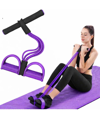 Yoga Pedal Puller Resistance Band-4 Pull Reducer Tummy Training Foot Pedal Exercise Fitness Band, Body Building Stretching Band Men and Women