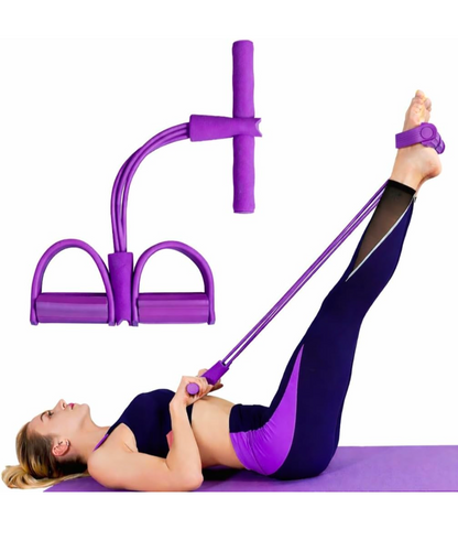 Yoga Pedal Puller Resistance Band-4 Pull Reducer Tummy Training Foot Pedal Exercise Fitness Band, Body Building Stretching Band Men and Women