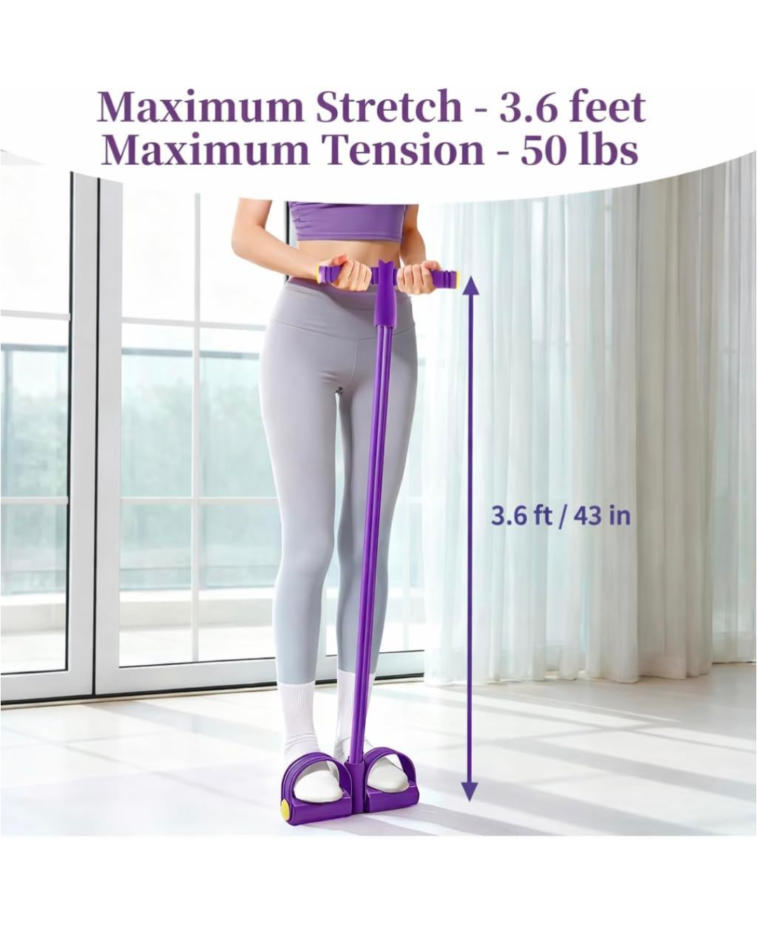 Yoga Pedal Puller Resistance Band-4 Pull Reducer Tummy Training Foot Pedal Exercise Fitness Band, Body Building Stretching Band Men and Women