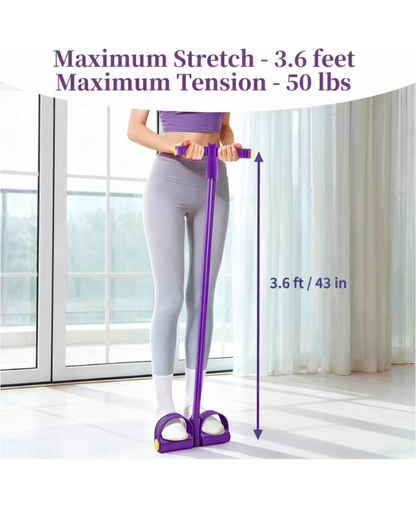 Yoga Pedal Puller Resistance Band-4 Pull Reducer Tummy Training Foot Pedal Exercise Fitness Band, Body Building Stretching Band Men and Women