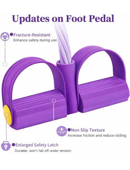 Yoga Pedal Puller Resistance Band-4 Pull Reducer Tummy Training Foot Pedal Exercise Fitness Band, Body Building Stretching Band Men and Women