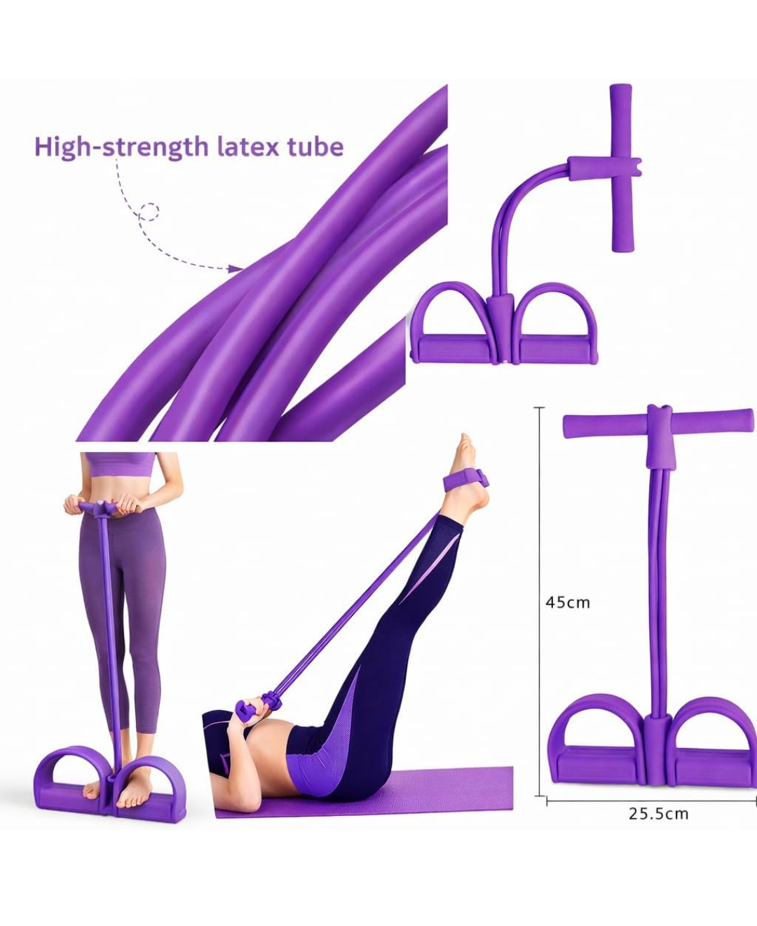 Yoga Pedal Puller Resistance Band-4 Pull Reducer Tummy Training Foot Pedal Exercise Fitness Band, Body Building Stretching Band Men and Women