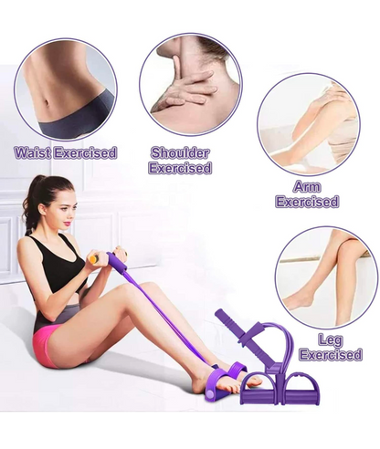 Yoga Pedal Puller Resistance Band-4 Pull Reducer Tummy Training Foot Pedal Exercise Fitness Band, Body Building Stretching Band Men and Women